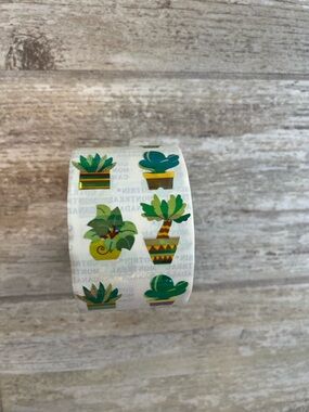 Green Succulent and Potted Plant Sticker Roll - Decorative Home Design Stickers